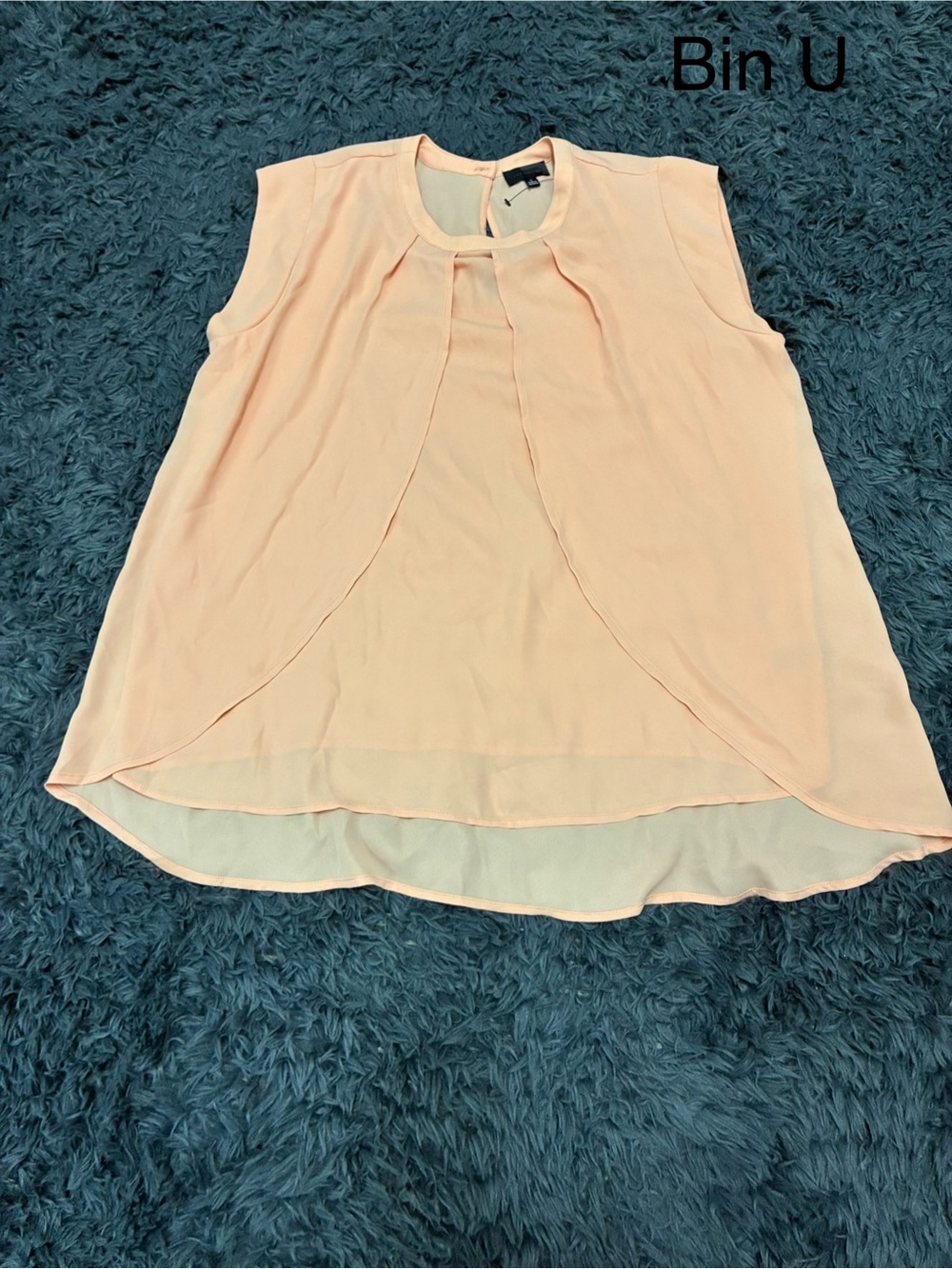 The Limited Blush Peach Layered Pleat Front Sleeveless Blouse